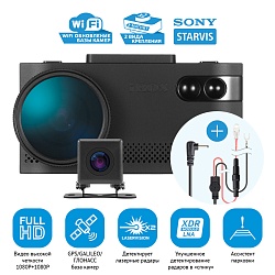 iBOX EVO LaserVision WiFi Signature Dual + Камера заднего вида + Кабель для скрытого подключения HC4